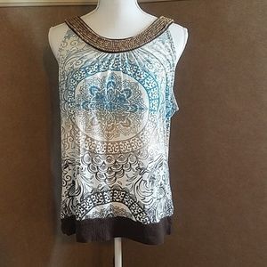 Women's brown and blue tank top. Large